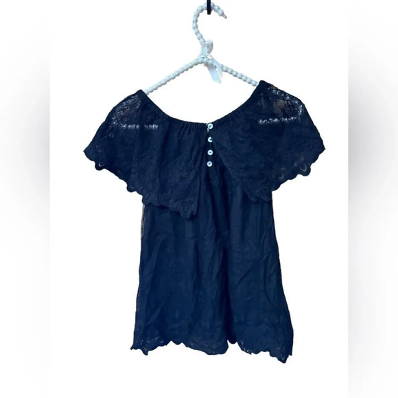 NWT Flutter sleeve black Chaser top REVOLVE Lace collar Med - Picture 3 of 7